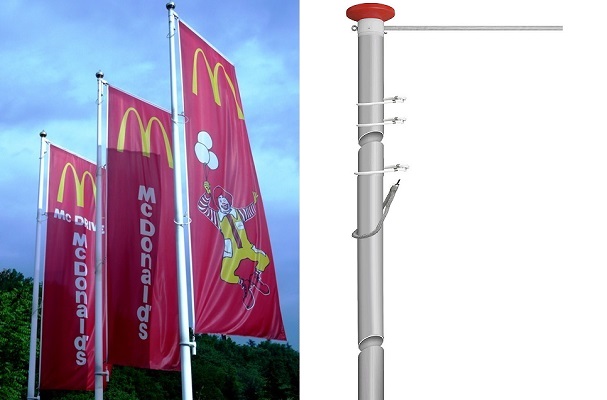 Vlaggenmast accessoires banieruithouder / galg cilindrische mast 60 mm